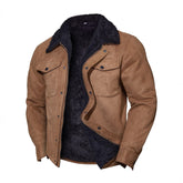 Mens Vintage Suede Casual Lapel Coat